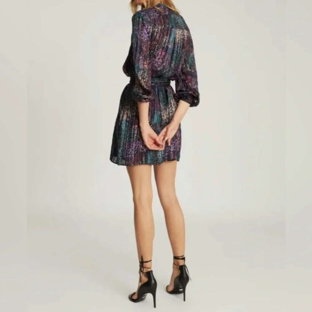 Reiss IslaBlack Metallic High Neck Shift Dress 12